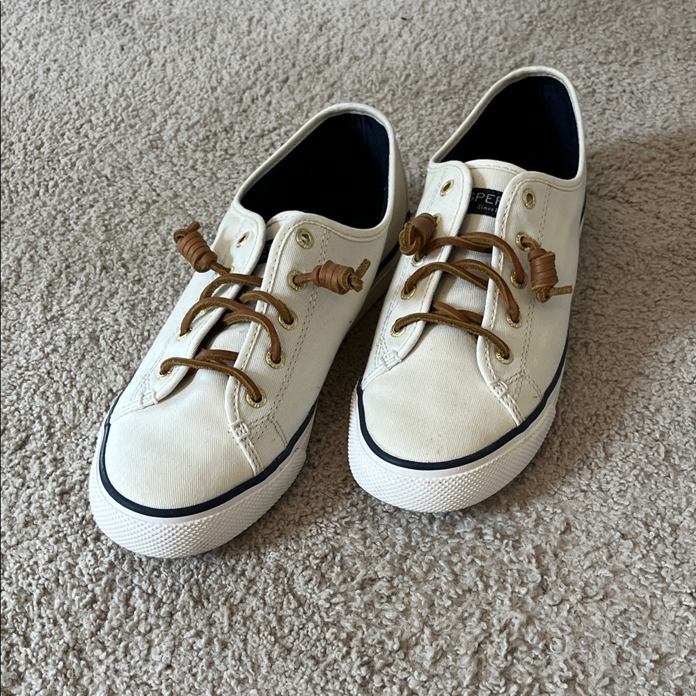 Sperry Cream Canvas Sneakers